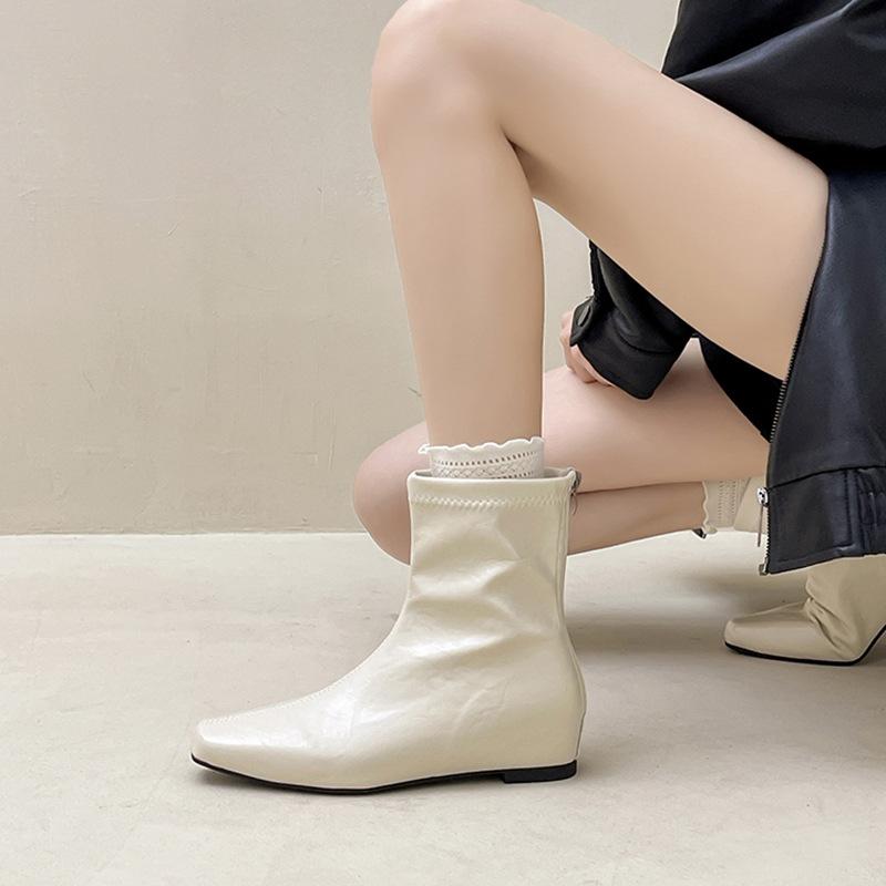 Temperament Fashion Slope Heel Knight Boots Versatile Design Fashion Boots Autumn Korean Edition Niche Middle Heel Back Zipper Women's Boots