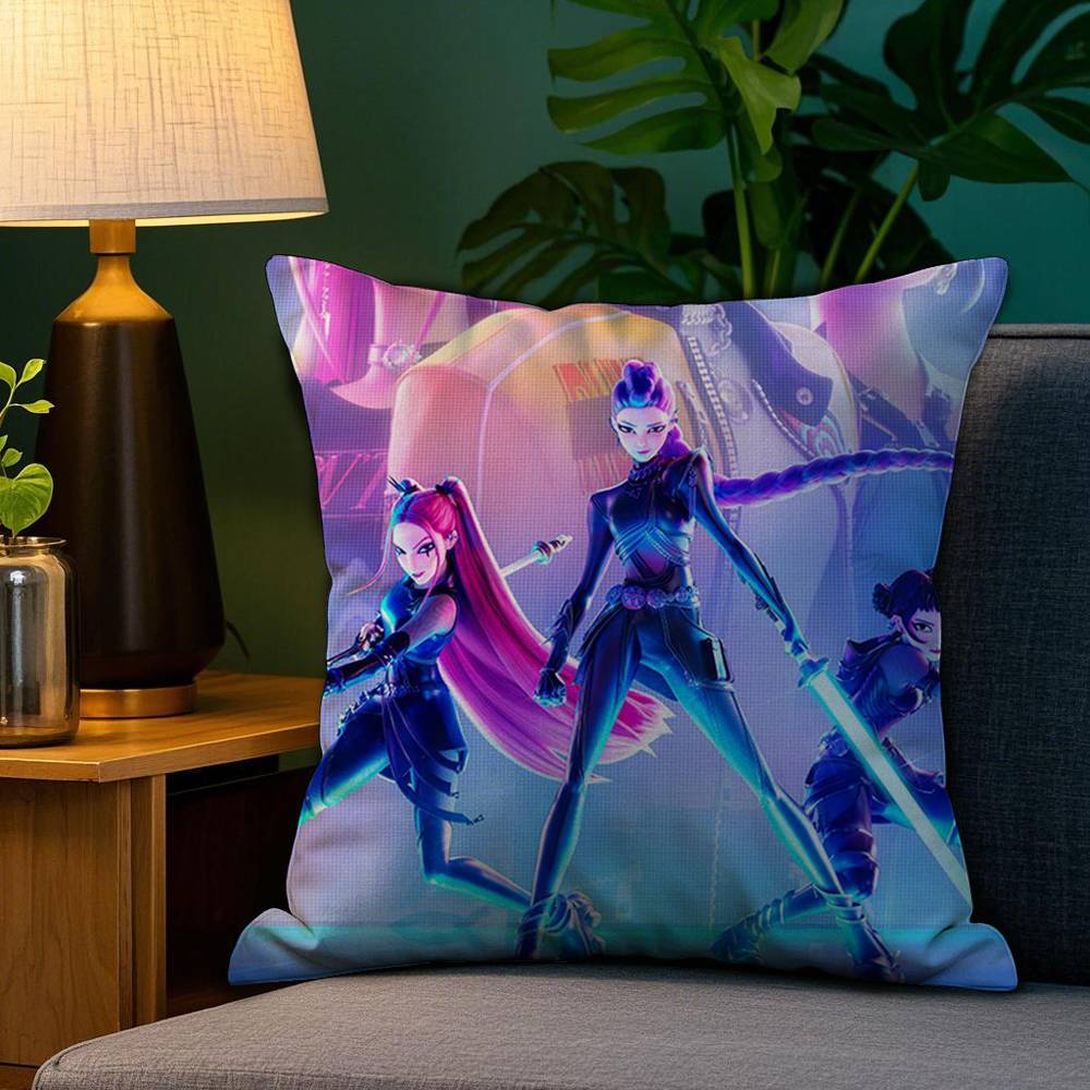 Pillow Case Anime K-Kpop Demon Hunters Plush Fabric Soft Double Sided Print Home Sofa High Quality Cushion Cover Throw