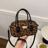 Leopard Print Bowling Bag, Women'S Tide Portable Small Square Bag, High Value Versatile Shoulder Messenger Bag