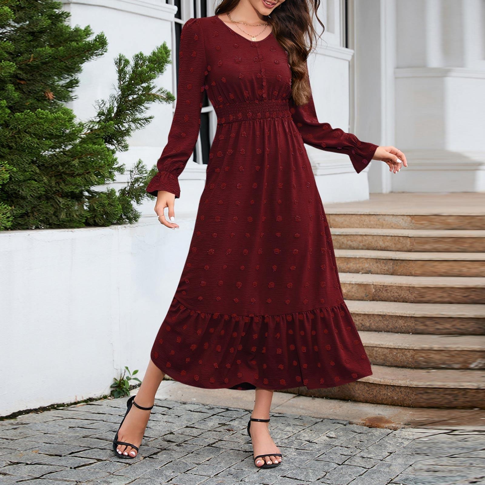 

Женское модное повседневное однотонное платье с V-образным вырезом и длинными рукавами, облегающее платье XL красный