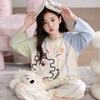 100% Cotton Girls Long Sleeve Pajamas Set Cartoon Print Round Neck Sleepwear Kids 8 Years