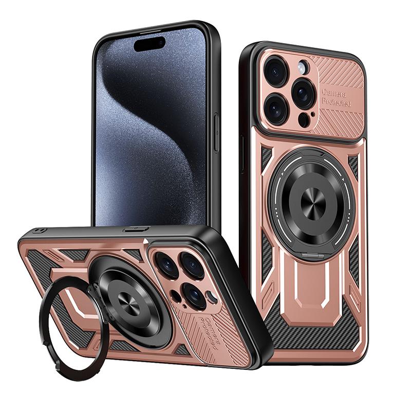 Magsafe Magnetic 360 ° Rotating Metal Car Bracket Ring Armor Phone Case For iPhone 16 Pro Max 14 11 12 13 15 Pro Max Back Cover
