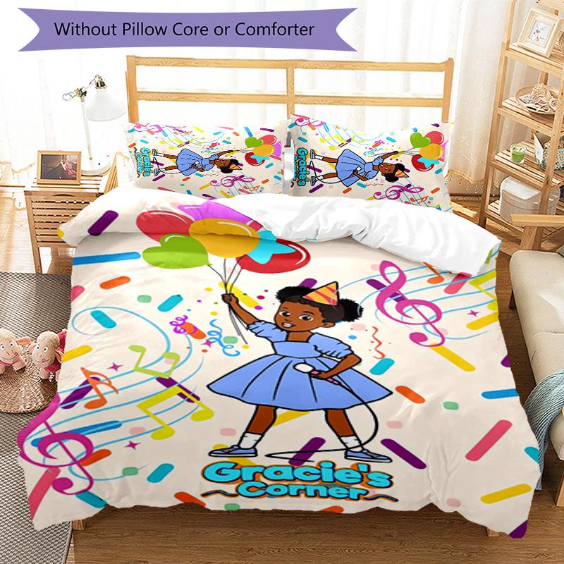 3pcs Gracie's Corner pattern bedding set duvet cover set includes duvet cover &pillowcases, perfect all season bedroom decoration & gift