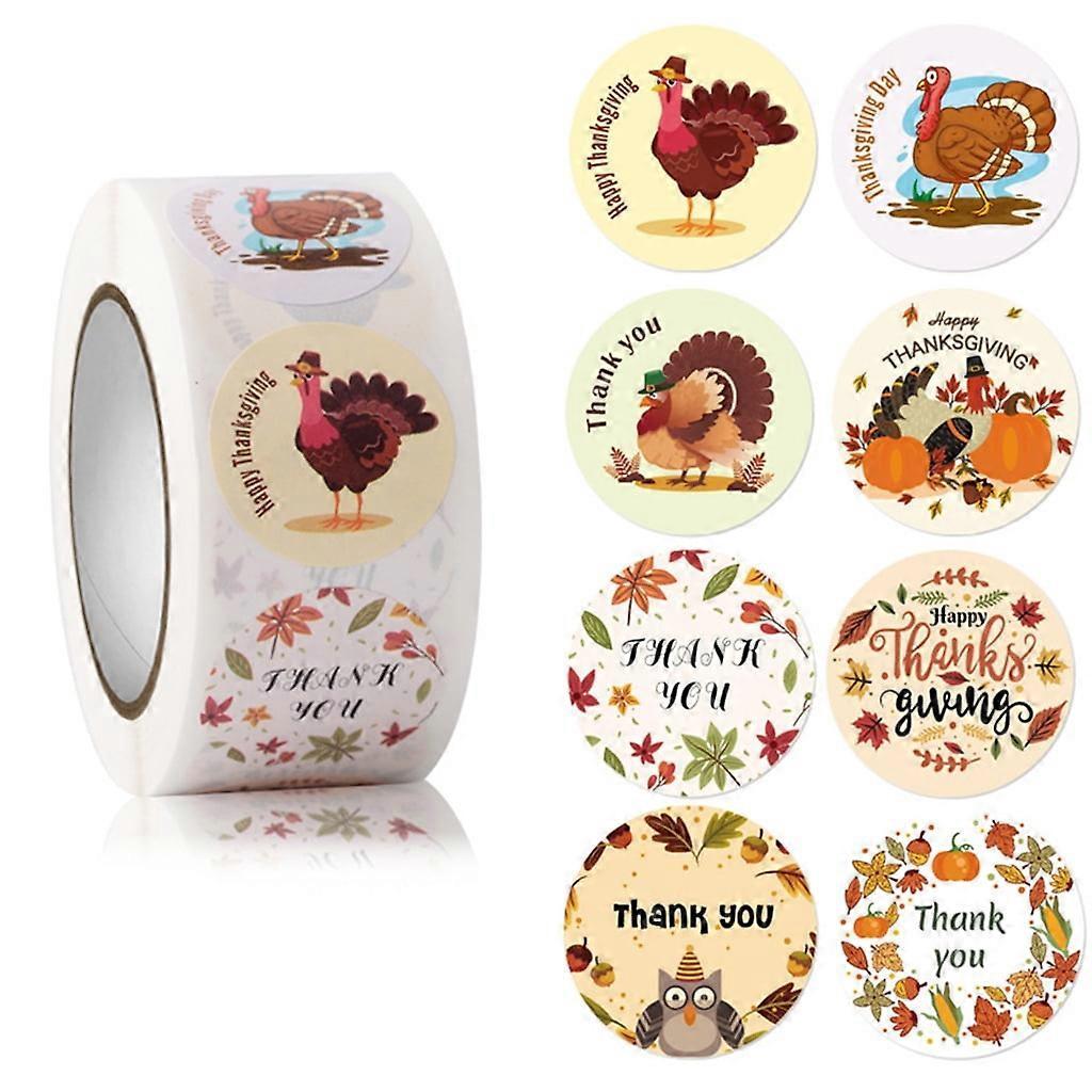 500 Happy Thanksgiving Stickers, Fun Thanksgiving Designs for Holiday Harvest Party Decorations, Gift Wrapping Labels, School Supplies