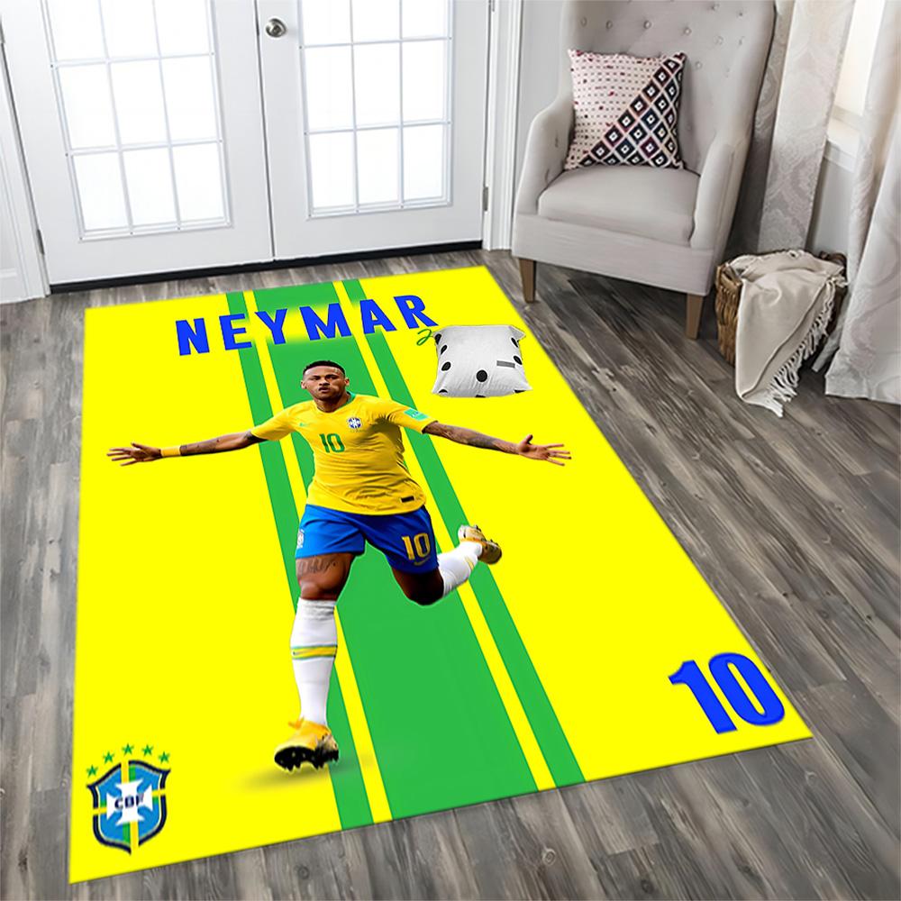 Brazilian Football Star rug for living rooms, bedrooms, home décor, and as gifts.