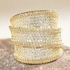 Huitan Luxury Wide Ring for Women Wedding Party Fashion Accessories  Full Bright Cubic Zirconia Gold Color/CopperColor Jewelry