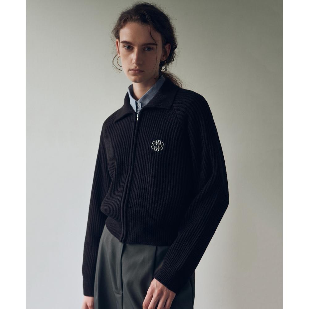 

NICKNICOLE ESSENTIAL NICOLE ZIP UP KNITBLACK