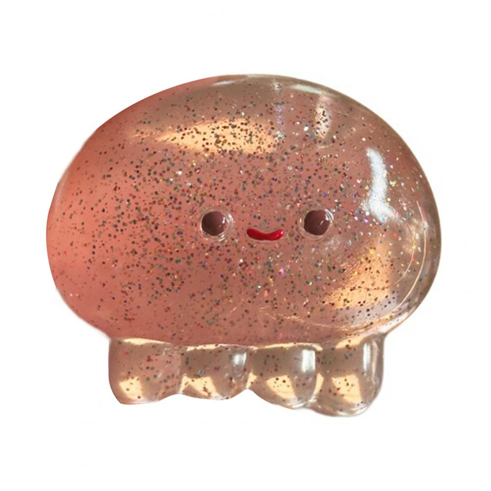 Clear Cartoon Jellyfish Squeeze Toy Stress Anxiety Relief Glitter Jellyfish Sensory Toy Kids Teens Adults Soft Tpr Pinch Toy