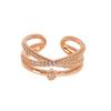 Rose Gold Light Luxury Full Of Diamonds Zircon Multi-Layer Stacked Open Ring Female Personality Niche Index Finger Ring Personality Ring