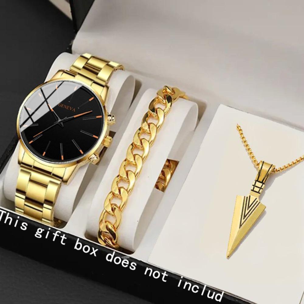 Watch 3-Piece Set Watch Bracelet Necklace Men S Watch Quartz Watch