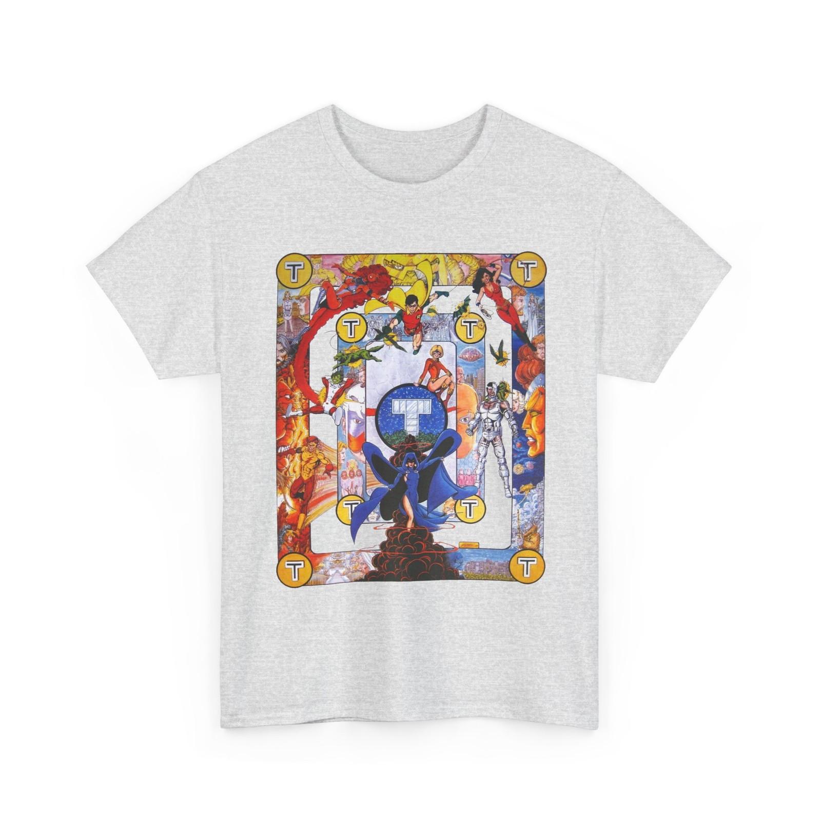 

New Teen Titans Poster T-Shirt Mens Womens Tees Top - George Perez Art - Cyborg, Raven, Robin, Terra M
