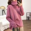 High Neck Loose Slouchy Style Ladies Sweaters Solid Colour Thickened Casual Peplum Knitted Bottoming Shirt Can Be Worn Outside Warm Tops