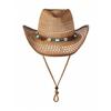 Western Cowboy Hat, Hollowed-out Straw Hat, Outdoor Seaside Vacation Ethnic Style, Versatile Turquoise Sun Protection Hat