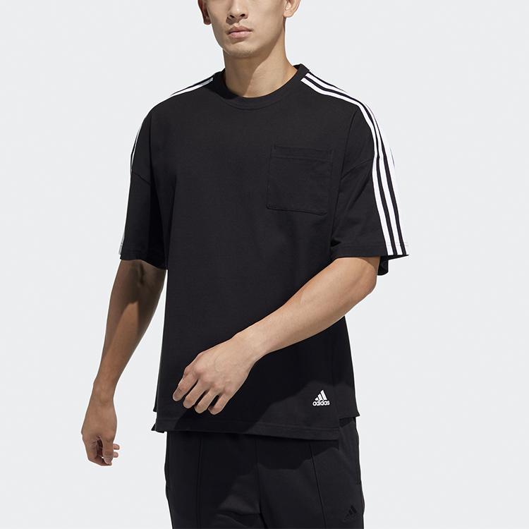 Adidas Mh Loose Tee With Three Stripes Men Tops Black GN0813
