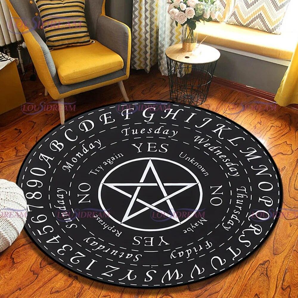 Kitchen Crystal Witch Round Area Rugs Indoor Circle Rug Halloween Entryway Doormat Floor Carpet for Bedroom Living Room Mat