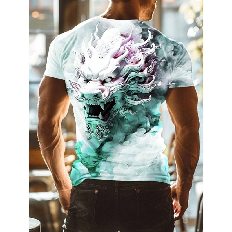 Men's T-Shirts Summer Dragon Pattern 3D Print Tops Tees Summer Women Streetwear Fashion Oversized T Shirt Men Clothing