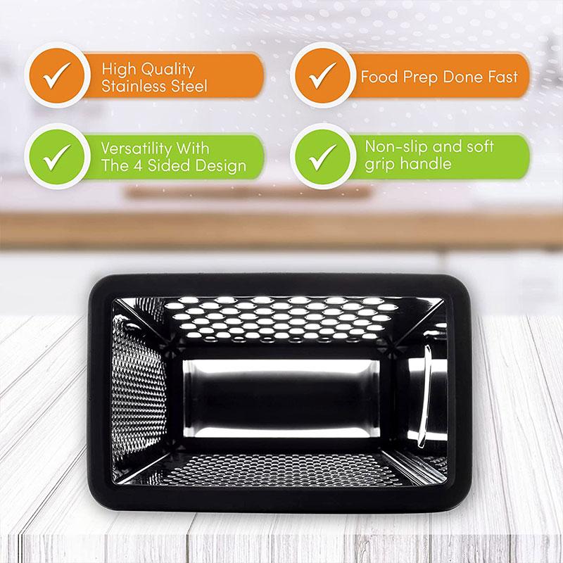 Stainless Steel Box Cheese Grater With Container 4 Sides Box Grater Handheld Kitchen Food Shredder for Vegetable Ginger Cutter