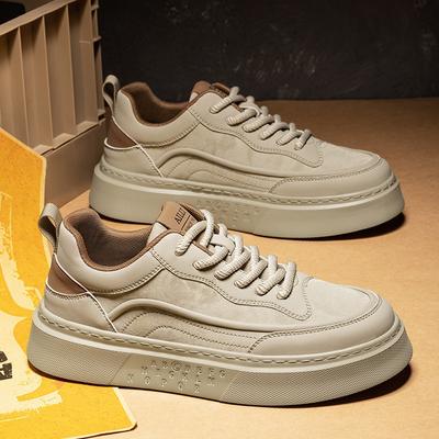Men's Shoes New Spring Trendy Brand Sports Leather Surface Casual Board Shoes Men's Leather Shoes Soft Sole Height Increase Versatile Trendy Shoes