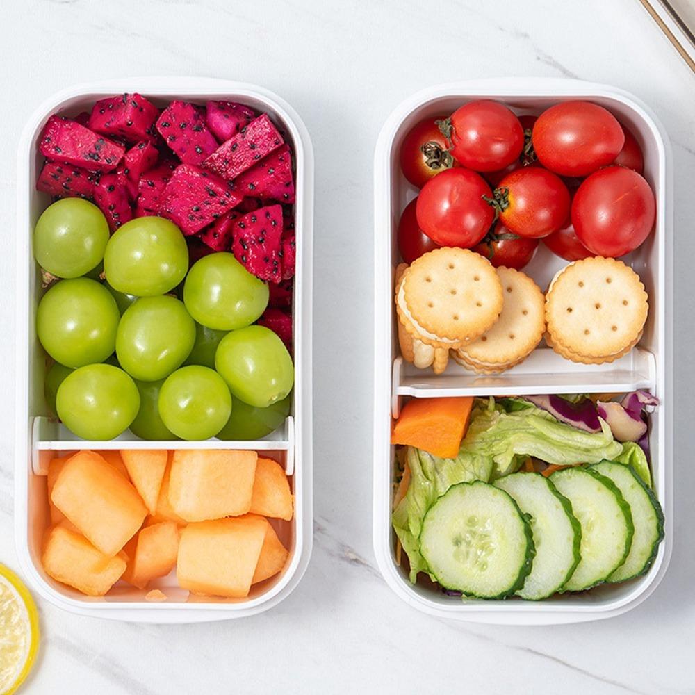 Removable Divider Lunch Storage Container 2 Compartment Airtight Kitchen Organizer  For Camping