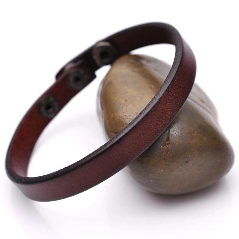 

Fashion Simply Cool Genuine Leather Bracelet Cuff Wristband Snap Unisex Brown