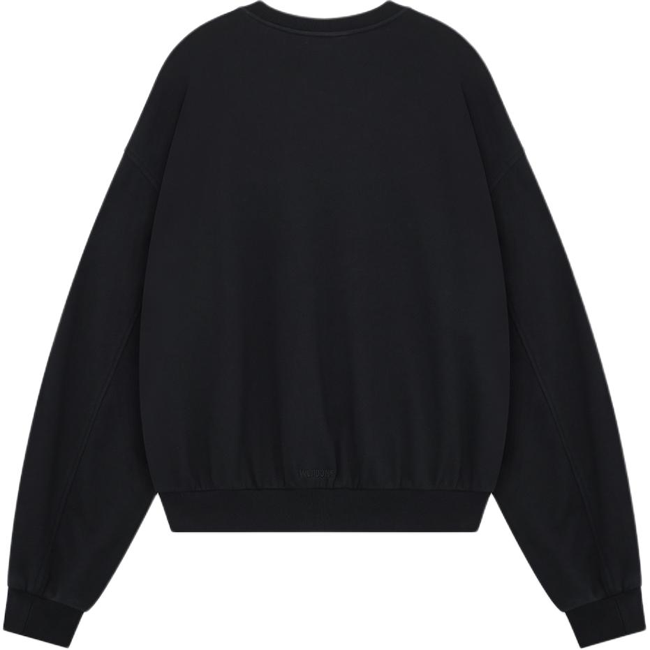 WE11DONE Ss26 Ribbed Round Neck Rhinestone Decorated Long Sleeve Sweatshirt Unisex Sweatshirt WD-TS0-26-795-U-BK