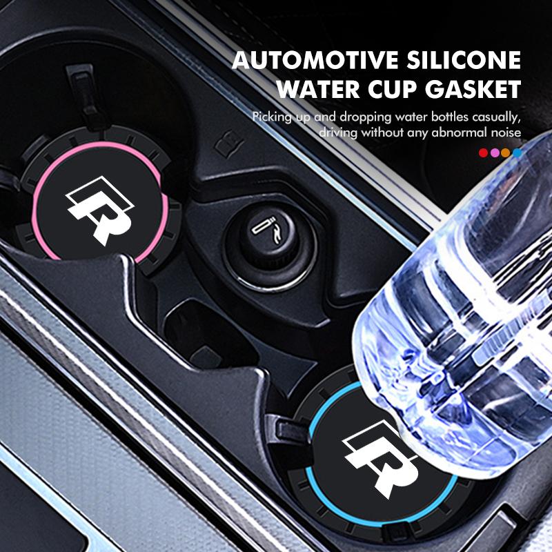 2026 Hot Sticker 2pcs Silica Gel Car Coaster Water Cup Holder Anti Slip Pad Mat For Volkswagen VW Tiguan CC Jetta Polo Golf 4 5