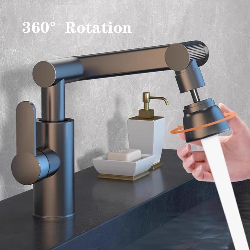 Robinet d'évier de cuisine pivotant à 1080° Robinet d'évier de salle de bain Robinet de lavabo Multifonction Froid et Eau Robinet Laiton