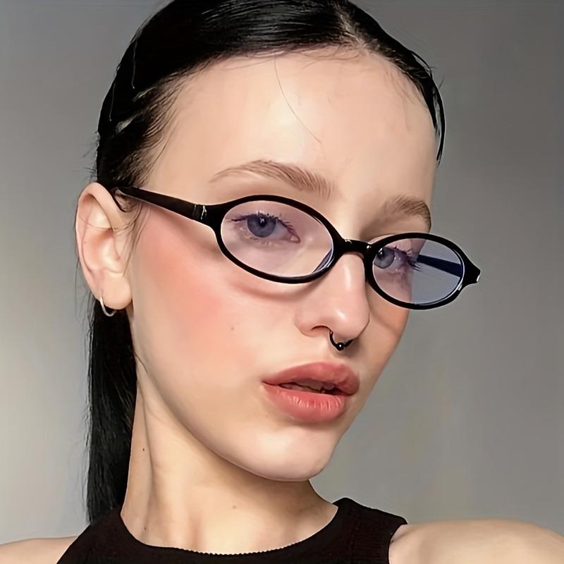 8PCS Y2k Style Anti Blue Light Eyeglasses for women Small Oval Frame Glasses Fashion Optical Decorative Glasses Women