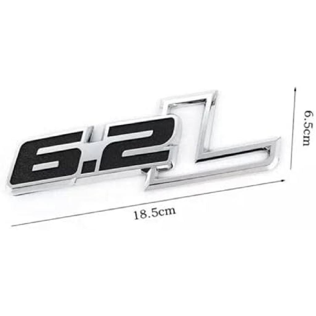 2pcs 6.2L Emblems Side Fender 3D Decals Badge Replacement for F-150 Raptor 6.2 L F150 Chrome