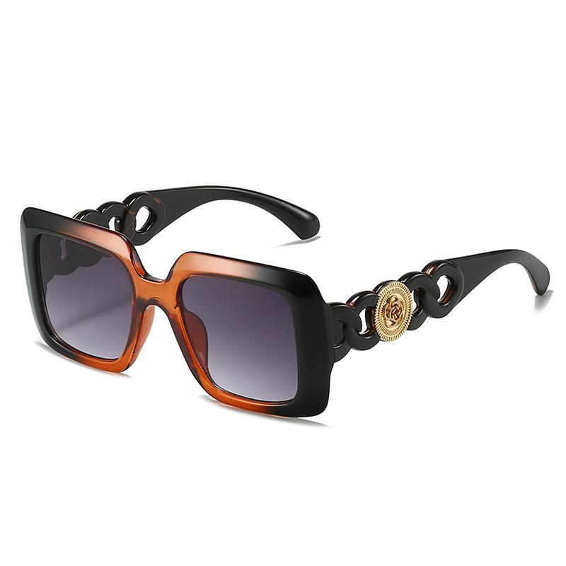 Square Large Frame With Metal Sunshades, Sun Protection, Personalized Sunglasses, Women'S Sunglasses.