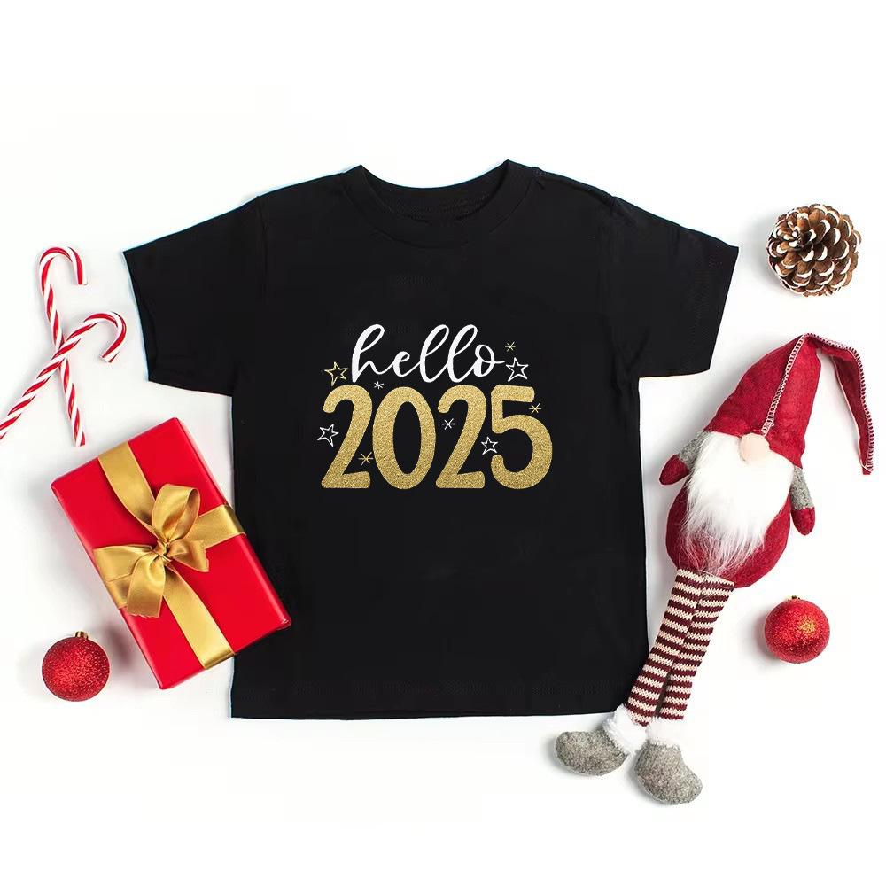 Women's Merry Chrismas Christmas 2025 New Year's Santa Claus Crew Neck Plus Size Short Sleeve Women's Top