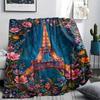 Paris Eiffel Tower Print Flannel Blanket, High quality Comfortable for All Seasons, Home Decor, Warmth and Comfort, Perfect for Christmas Gifts85