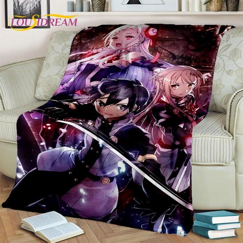 SAO Novel Cartoon Sword Art Online Decke, weiche Überwurfdecke für Zuhause, Schlafzimmer, Bett, Sofa, Picknick, Reisen, Büro, Decke für Kinder