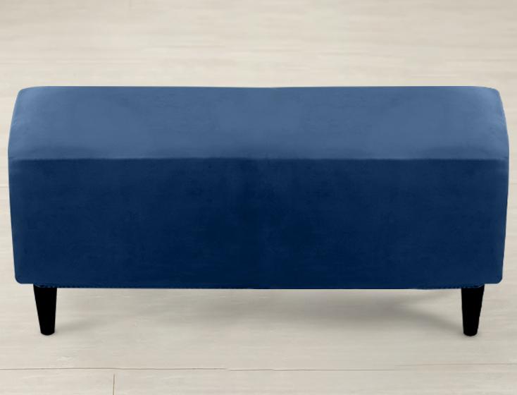 Cover For Double Bench, Footrest Pouf, Velvet, Navy Blue