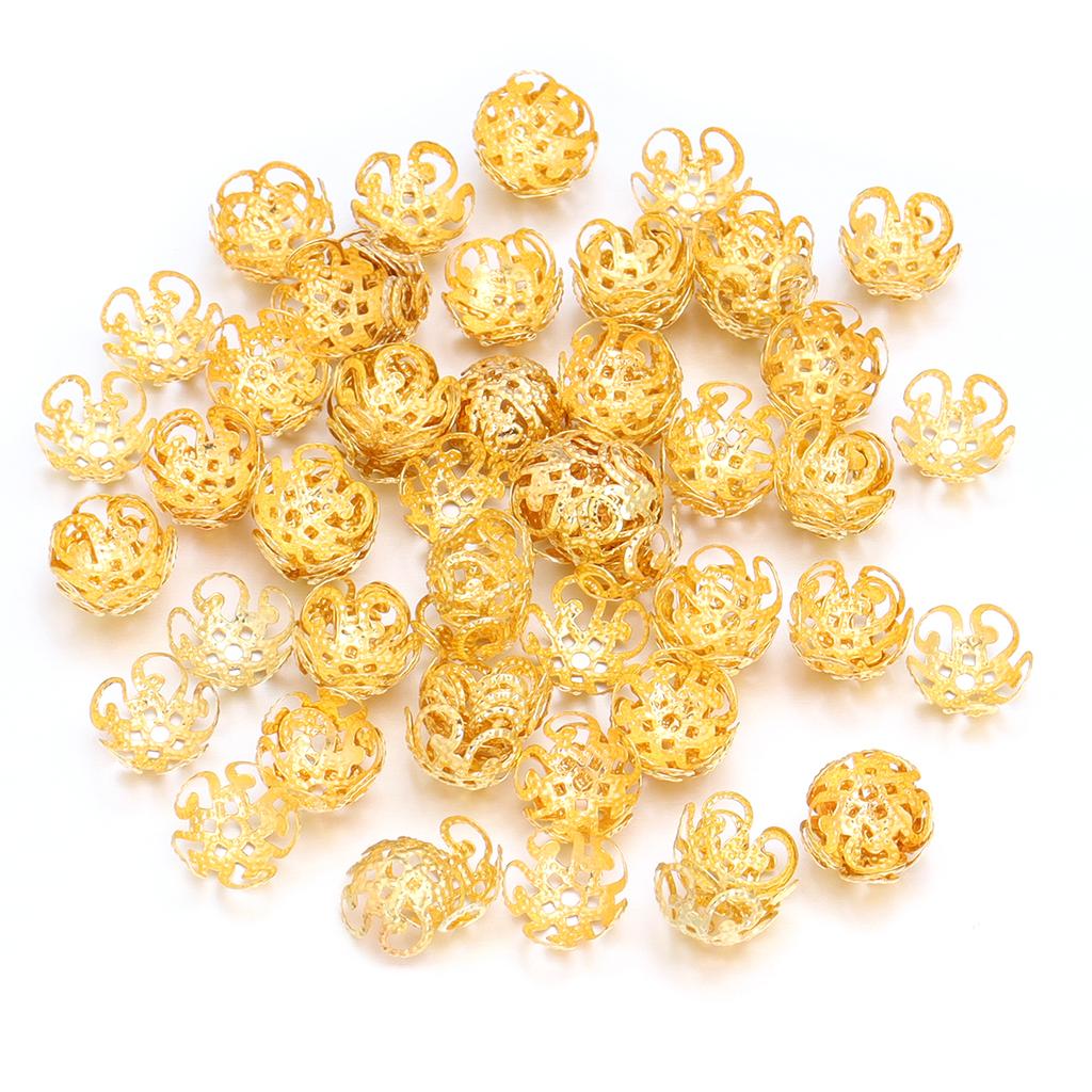 100Pcs 8 10mm Metal Iron Flower Torus Lotus Shape Bead Caps For Jewelry Making End Spacer Beads DIY Charms Bracelet Accessories
