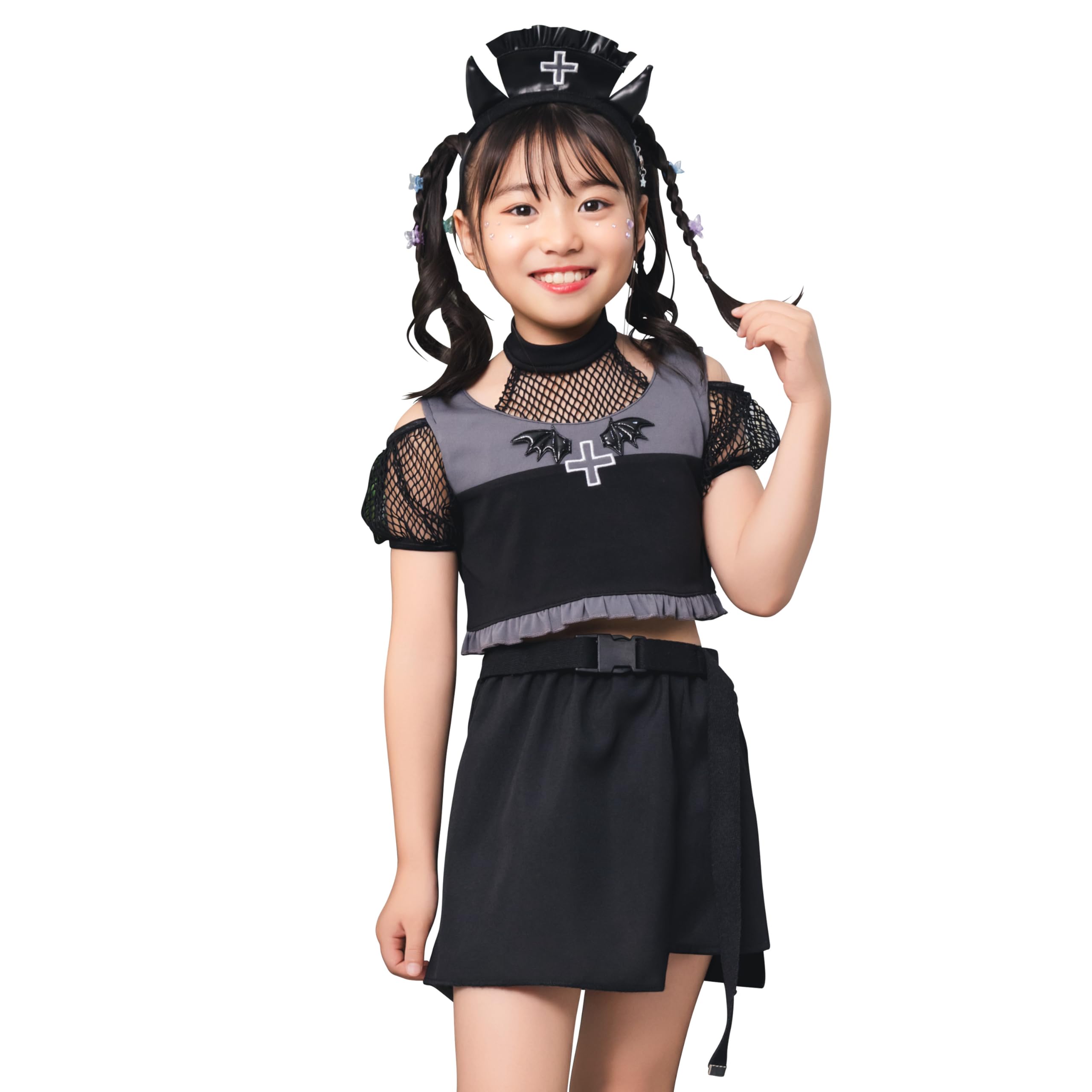 

Clearstone Toxic Devil Nurse Cosplay Costume for Black Kids, 140cm, Girls,