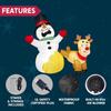 JOYFY 6.6 FT Long Christmas Inflatable Decoration Reindeer Peeing on Snowman with Build-in LEDs for Xmas Party Yard Garden Décor