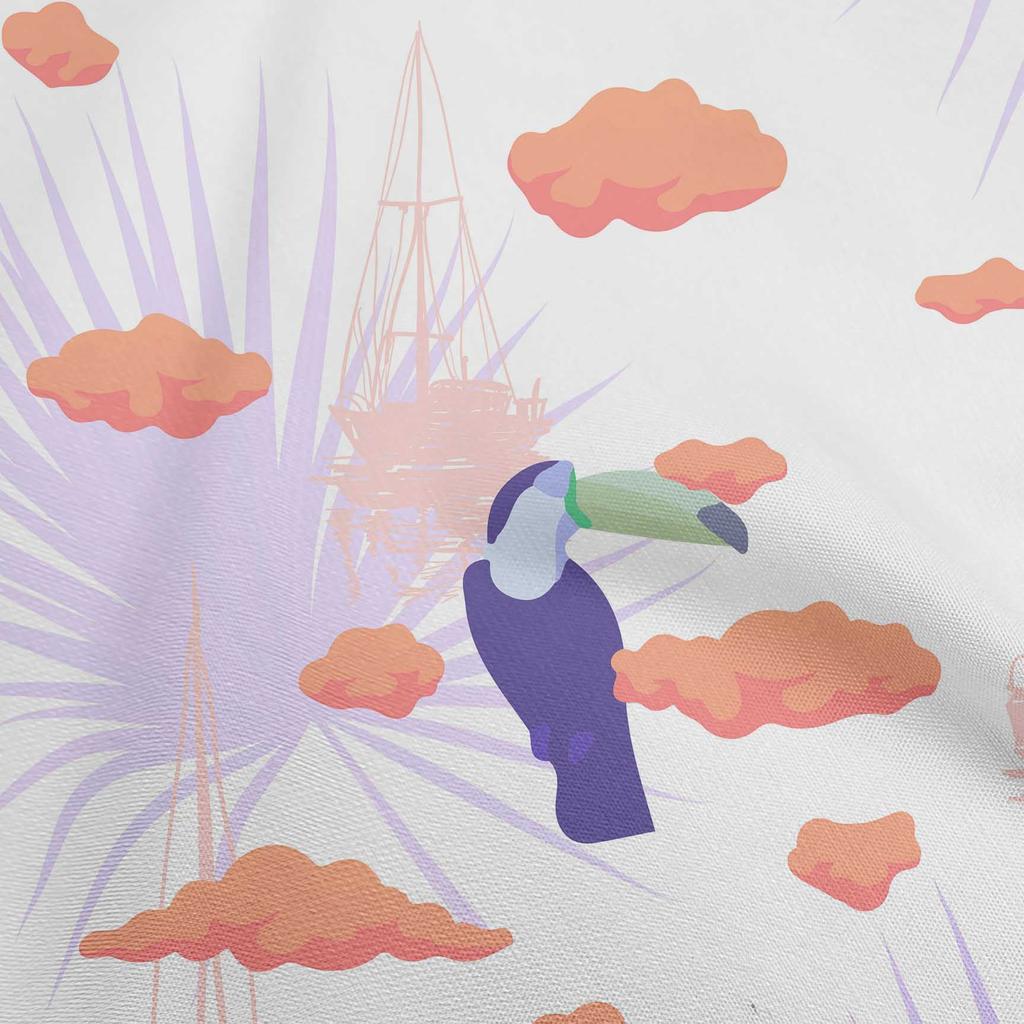 oneOone Cotton Flex Dusty Teal Green Fabric Tropical Toucan Bird With Clouds Diy Clothing Quilting Fabric Print Fabric By Yard 40 Inch