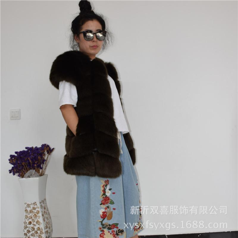 Autumn and Winter New Imitation Fox Fur Vest Women's Medium and Long Rotator Sleeve Repair Thermal Vest
