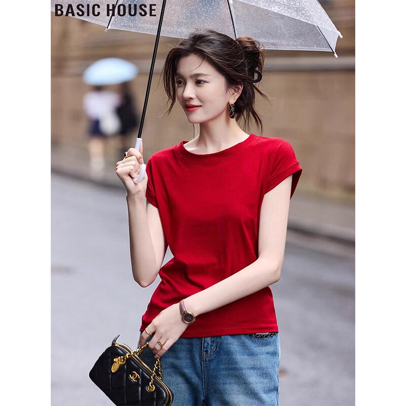 Basic House Damen Rundhals Kurzarm T-Shirt