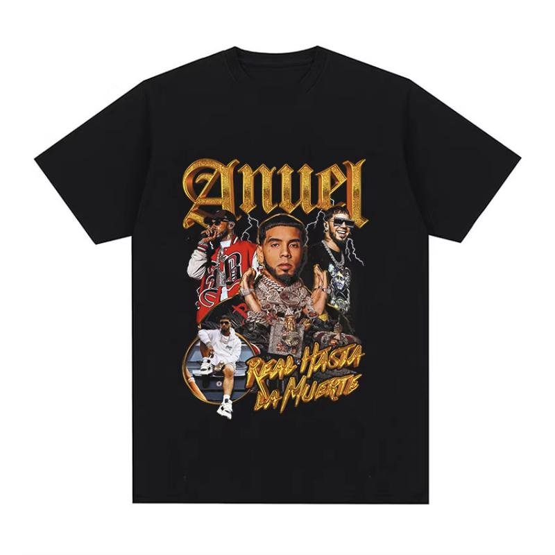 Rapper Anuel AA Retro Graphic T Shirt Real Hasta La Muerte Cotton Tshirt Unisexs Hip Hop Oversized Tees Unisex Punk Streetwear