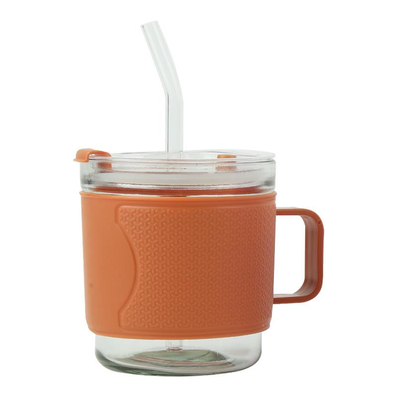 

Мини Кружка С Ручкой Стеклянная, Термостойкая и Портативная Кружка с Соломинкой, Бытовая Кружка для Воды 350 мл, Новая Кружка для Двойного Питья в Стиле Инс 350ml