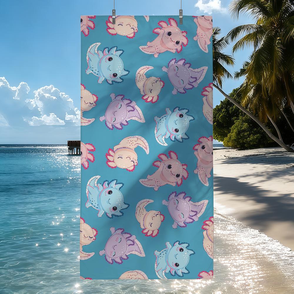 Axolotl Cartone Animato kawaii ASCIUGAMANO ROSA Asciugatura Rapida Asciugamani da Spiaggia Sono Adatti Per Piscine Campeggio Yoga E La Palestra