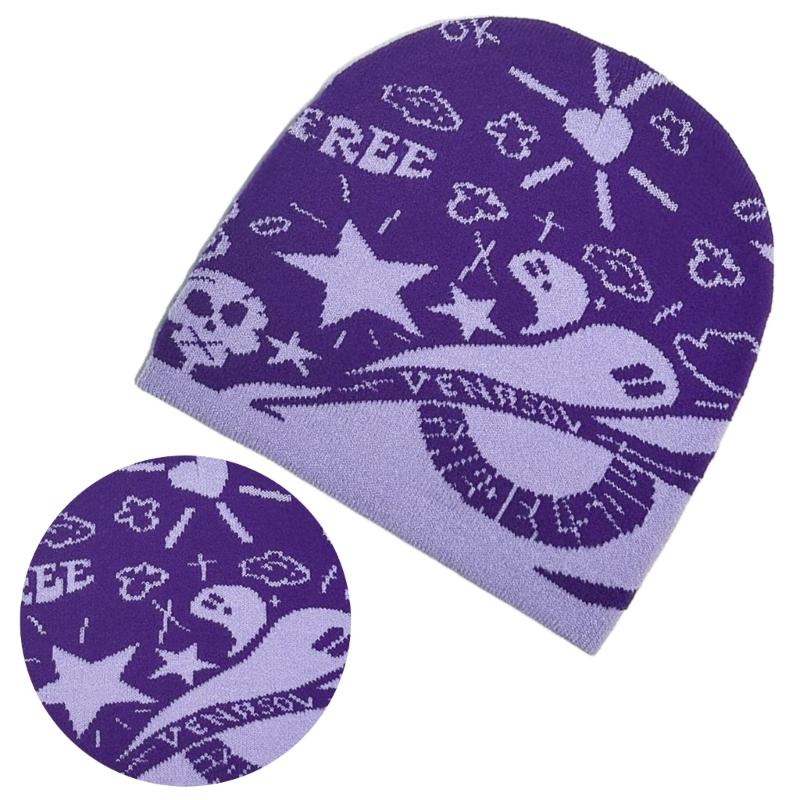 Knitted Beanies Hat for Women Popular Jacquard Hat Handmade Crochet Hat Cool Girls Boy All Age Headwear