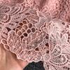 Elegant Pearl Chain Diamon Luxury Embroidery Lace Prom Evening Dresses Women Summer Short Sleeve Hollow Out Midi Long Dress