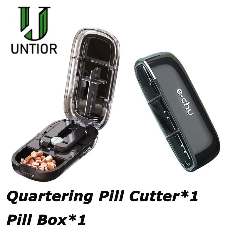 Bärbar Pillerdelare Halvera och Kvartsera Justerbar Delare Medicinförvaring Delare Dammisolerad Avdelare Organizer Krossare Pillerburk