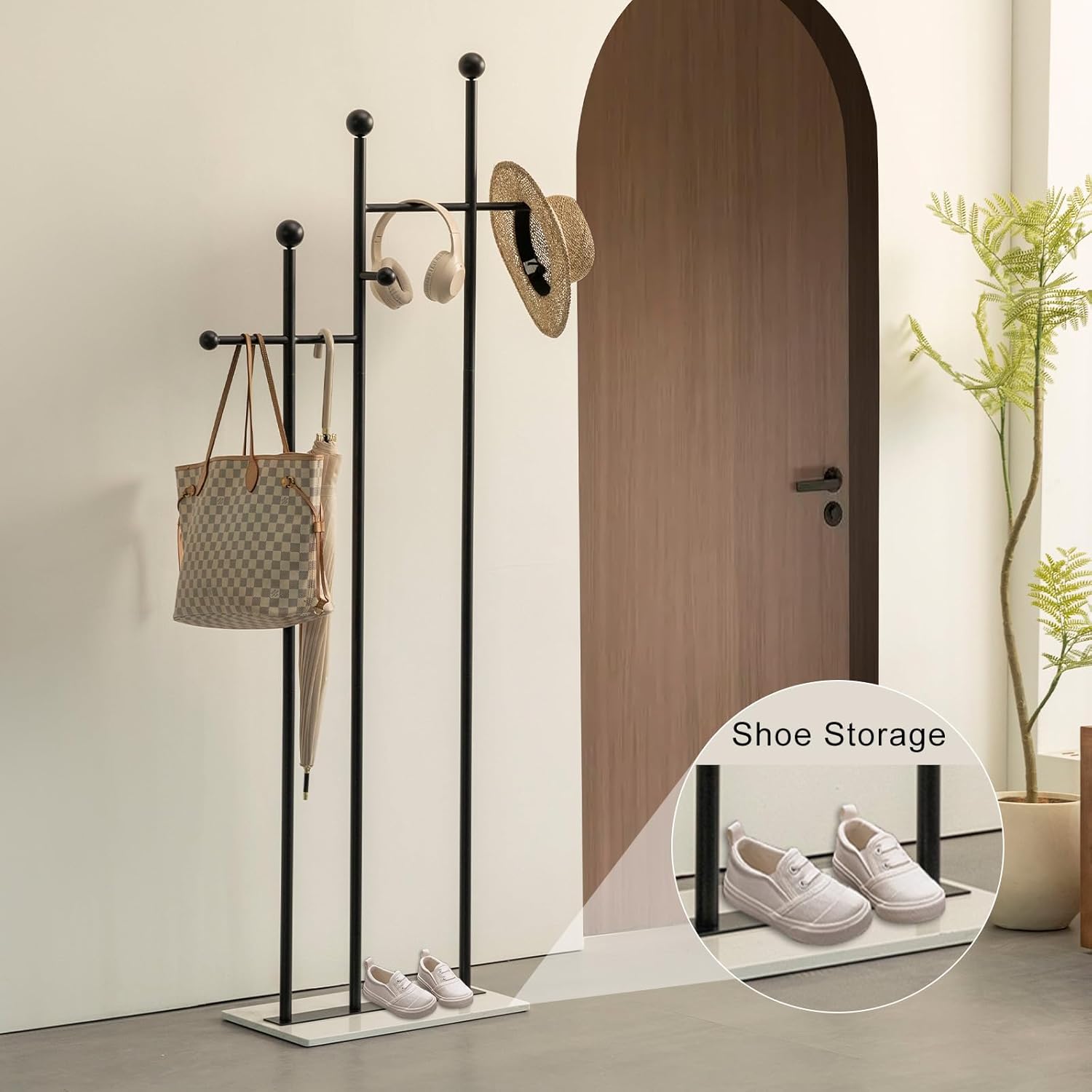 

Freestanding Garment Rack with Marble Base Floor Clothes Hanger for Closet Organization, Black Drying Rack for Laundry Room чорний