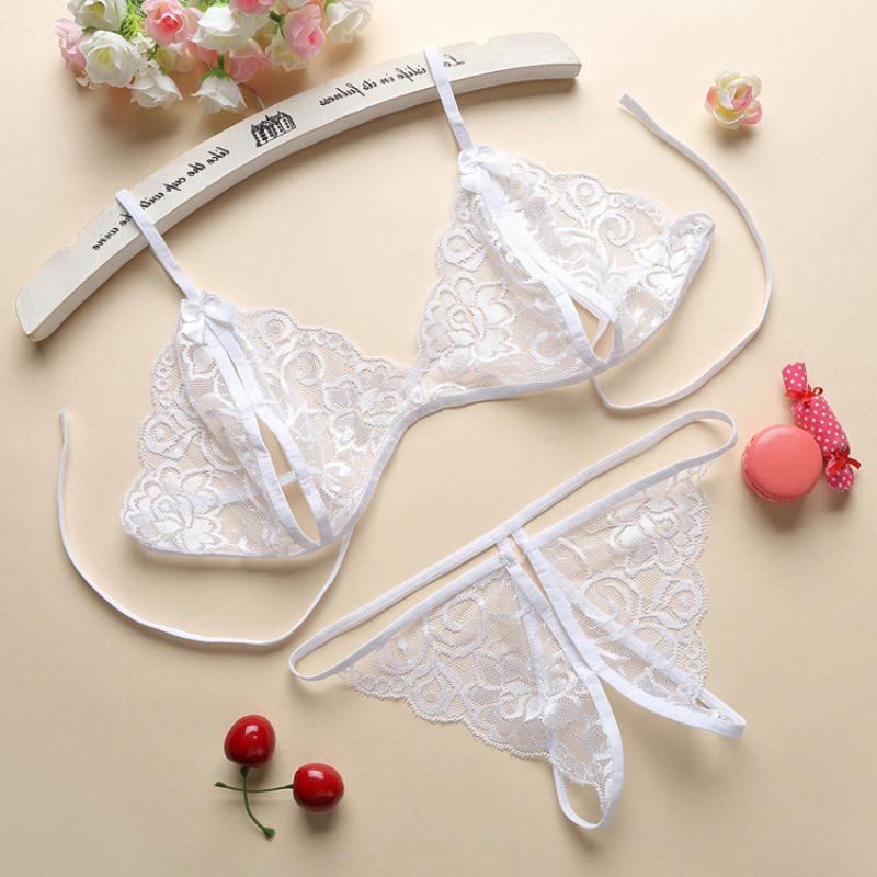 Sexy Lace Open-Cup & Open-Crotch Lingerie Set with Mesh