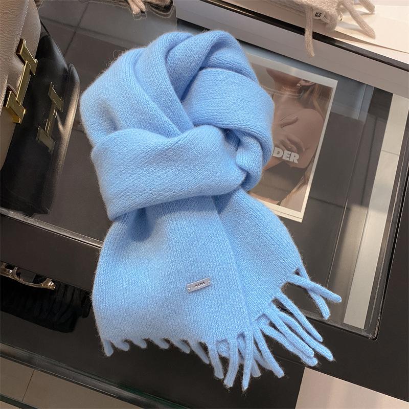 

Soft Solid Warm Wool Scarf Winter Versatile Knitting Couple Pashmina Thick Blanket Shawls And Warps Foulard Neckerchief One Size