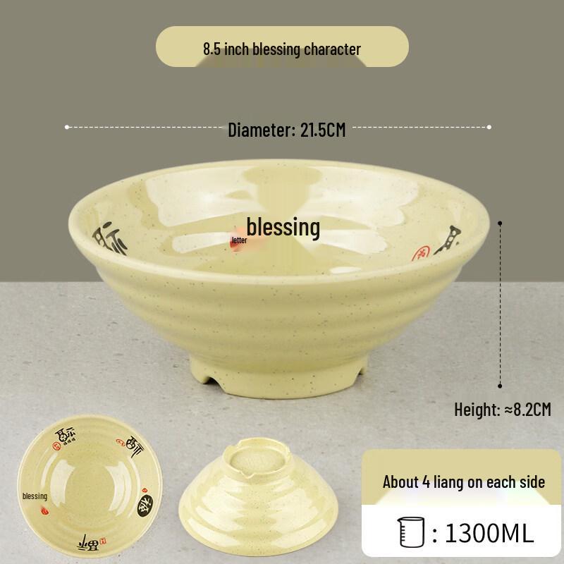

8.5-inch Chinese Melamine Noodle Bowl with Five Blessings Design
